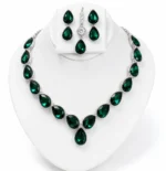 green teardrop crystal necklace set wholesale