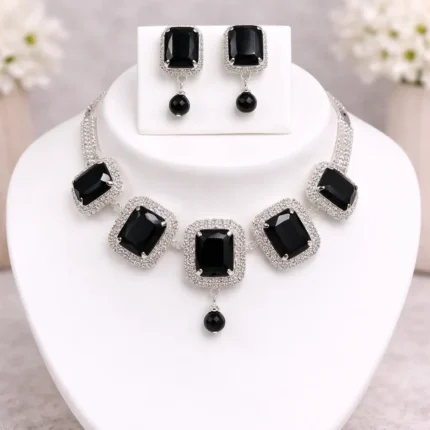 black square crystal necklace set wholesale