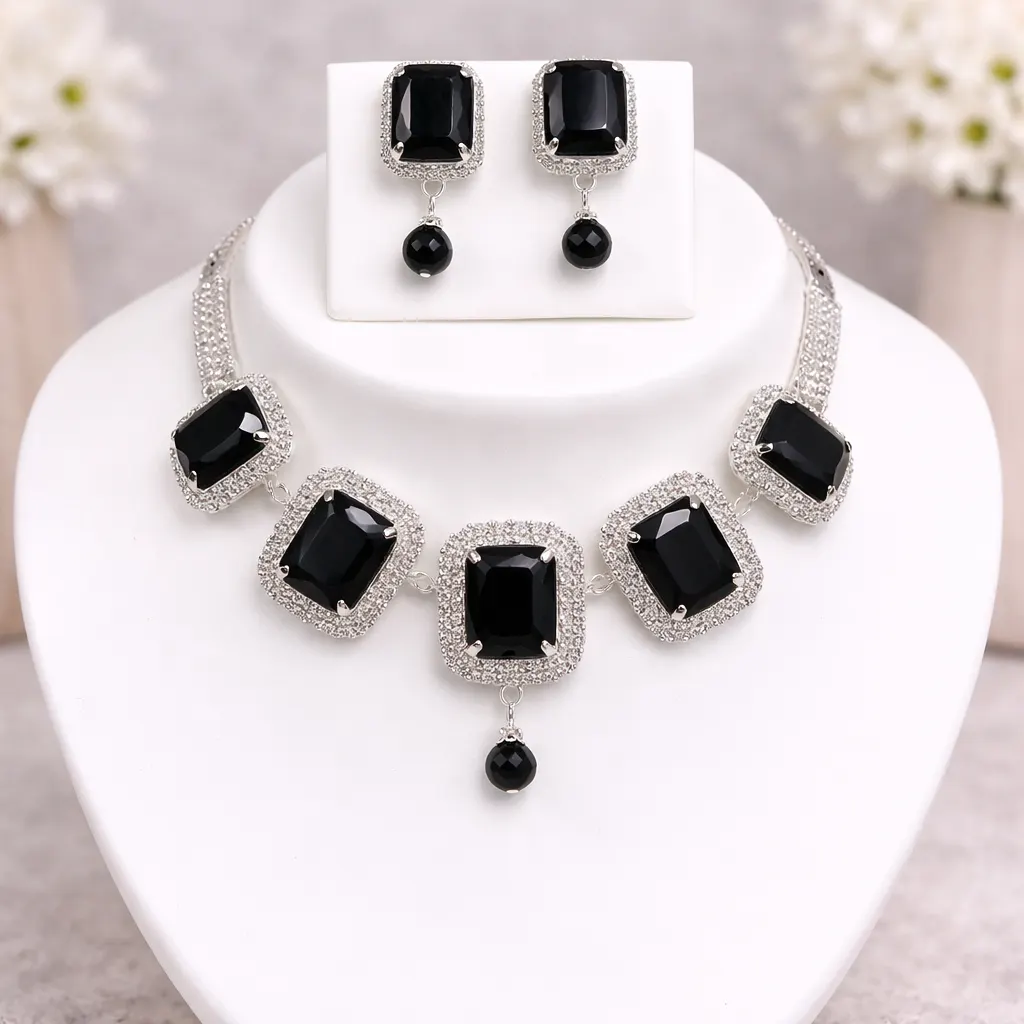 black square crystal necklace set wholesale black square crystal necklace set wholesale