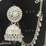 oxidised silver jhumka with chain