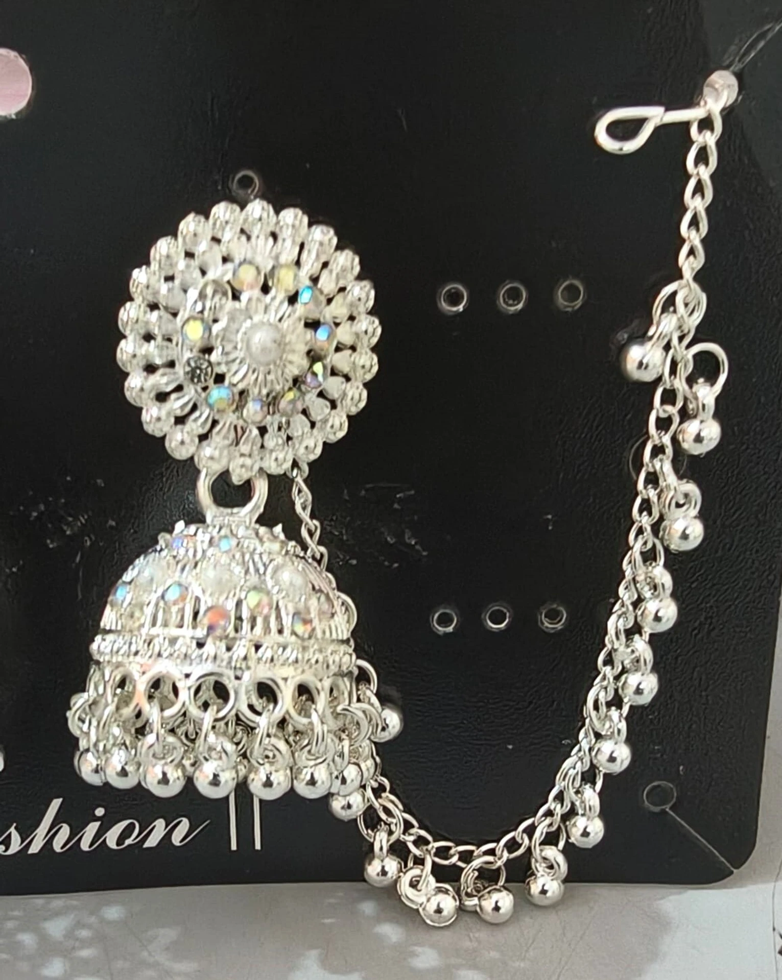 oxidised silver jhumka with chain oxidised silver jhumka with chain