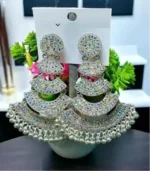 oxidised layered jhumka earrings front view