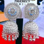 round stud jhumka earrings front view