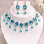 blue crystal bridal necklace set wholesale