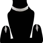 american diamond stylish necklace set with earrings zig zag design