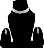 american diamond stylish necklace set with earrings zig zag design