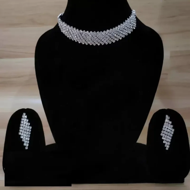 American Diamond Choker Necklace Set Wholesale