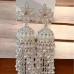 long oxidized silver jhumka earrings pearl tassel