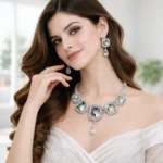 champagne crystal square necklace set wholesale