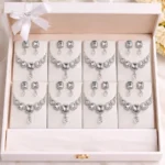 champagne crystal square necklace set wholesale