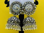 heavy traditional jhumka earrings floral design