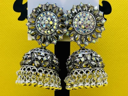 heavy traditional jhumka earrings floral design