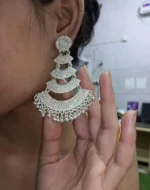 heavy jhumka earrings worn look