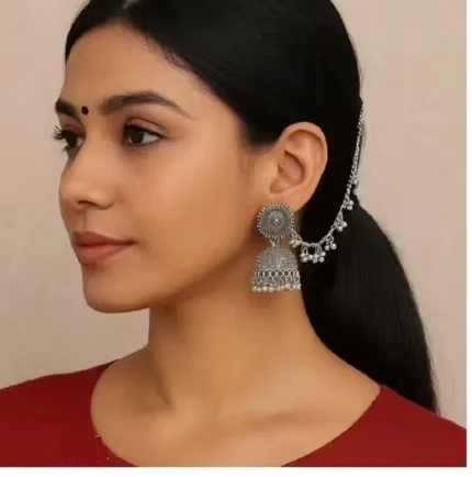 jhumka with chain worn traditional look