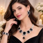 black square crystal necklace set wholesale