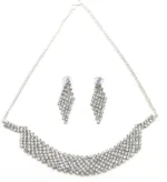 american diamond stylish necklace set with earrings zig zag design