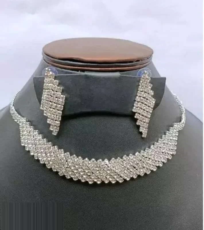 American Diamond Choker Necklace Set Wholesale