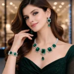 emerald green premium crystal necklace set wholesale