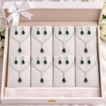 Emerald Green Teardrop Pendant Necklace Set