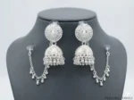 heavy cz stone jhumka earrings close view