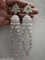 heavy jhumka pearl tassel close view