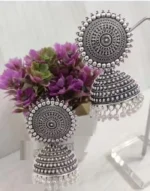 black oxidised jhumka earrings