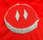 american diamond stylish necklace set with earrings zig zag design