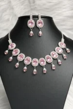 Diamond Oval Stone Bridal Necklace Set