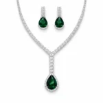 Emerald Green Teardrop Pendant Necklace Set