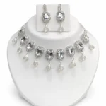 Silver Crystal Bridal Necklace Set Box