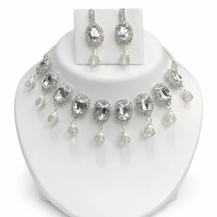 Silver Crystal Bridal Necklace Set Box