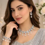 Silver Crystal Bridal Necklace Set Box