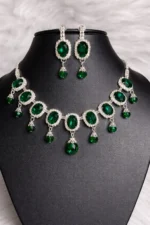 Diamond Oval Stone Bridal Necklace Set