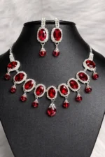Diamond Oval Stone Bridal Necklace Set