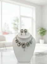 champagne crystal square necklace set wholesale