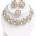 crystal pearl bridal necklace set wholesale