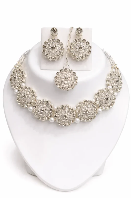 crystal pearl bridal necklace set wholesale