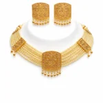 gold pearl layered bridal choker necklace set wholesale