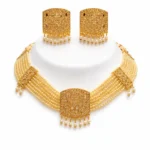 gold pearl multi layer bridal choker necklace set wholesale