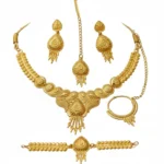 gold plated traditional bridal jewellery set wholesale with maang tikka and bracelet
