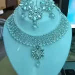 heavy american diamond bridal choker necklace set wholesale