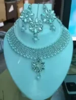 heavy american diamond bridal choker necklace set wholesale