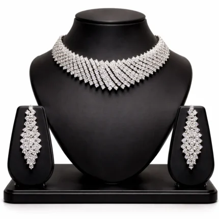 heavy american diamond bridal necklace set wholesale