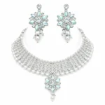 heavy silver american diamond bridal choker necklace set wholesale