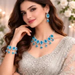 Blue Crystal Bridal Necklace Set – Artificial Jewellery Wholesale Box (12 Pcs) - Image 2