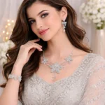 Silver Floral Crystal Necklace Set – Artificial Jewellery Wholesale Box (12 Pcs) - Image 2