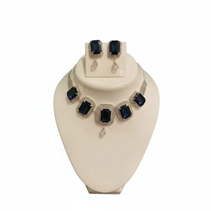 navy blue square crystal necklace set wholesale