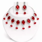 ruby red crystal bridal necklace set wholesale
