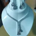 silver american diamond lariat necklace set wholesale