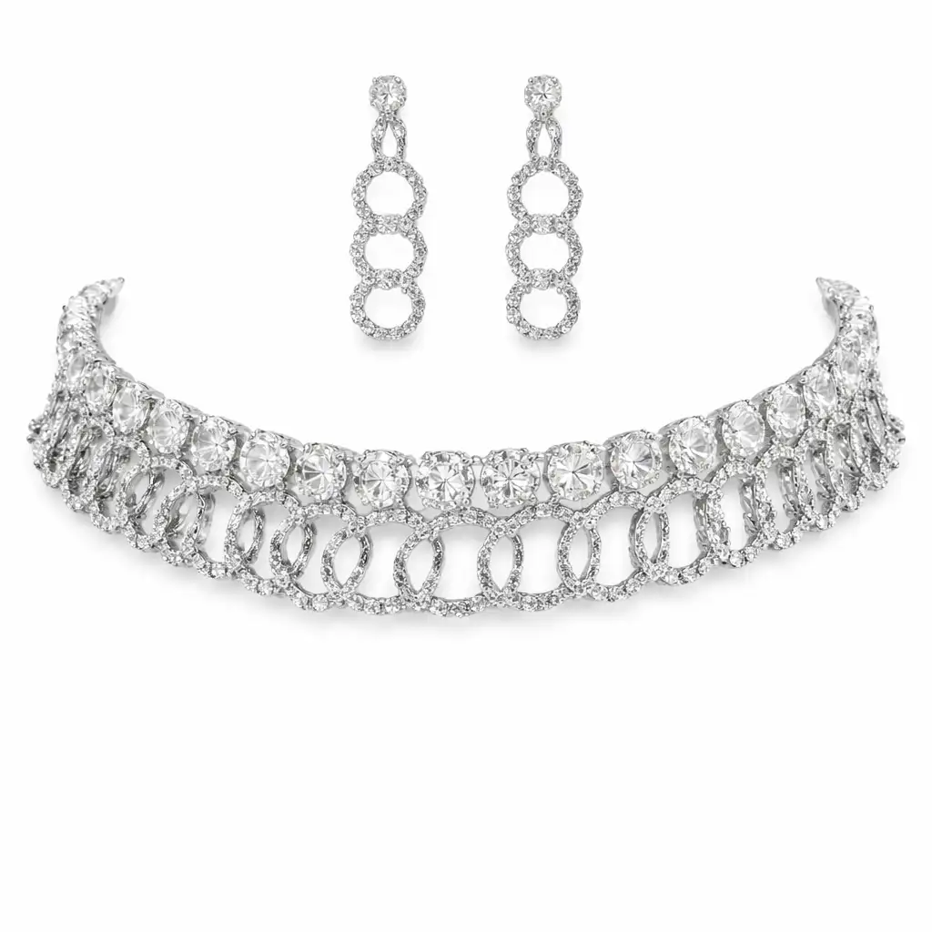 silver diamond choker necklace set wholesale silver diamond choker necklace set wholesale